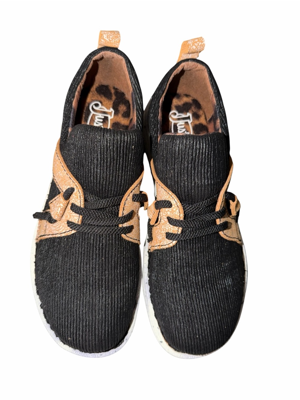 Justin NEW Bobbie Women's slip on shoes Size 7M black/Tan Crackle! With box!